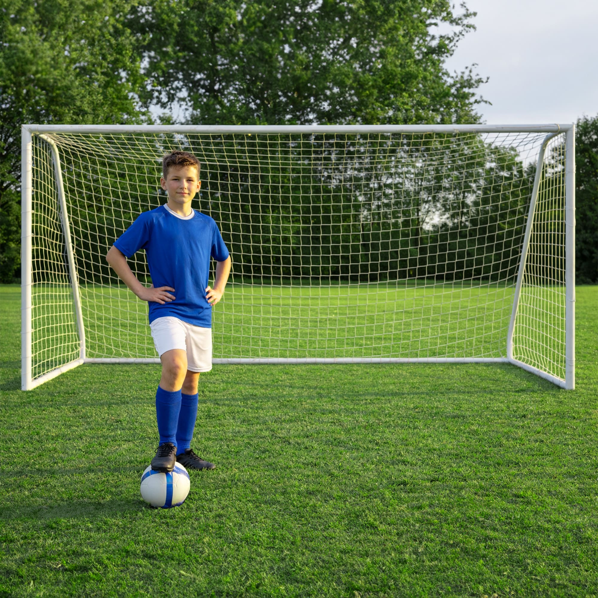 Charles Bentley Kids 10ftx6ft White Portable Football Goal