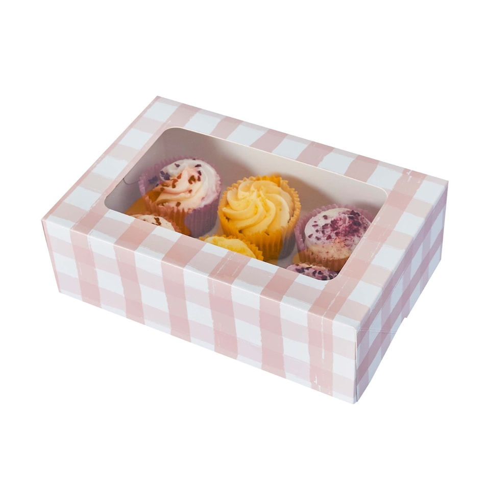 image 1 of Hootyballoo Gingham 6 Piece Cupcake Box