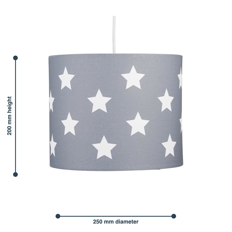 image 1 of Grey with White Stars 25cm Light Shade | Grey | Medium | 1
