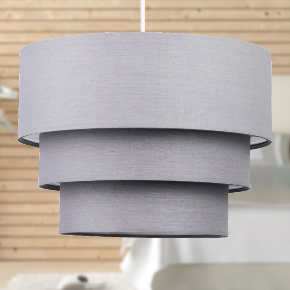 image 1 of Dark Grey 3 Tier Ceiling Light Shade | Grey | Large | 1