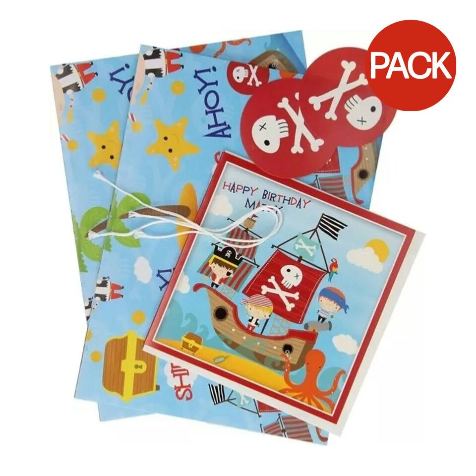 Pirate Birthday Gift Wrap Sheets (Pack of 5) - Multicoloured - One Size