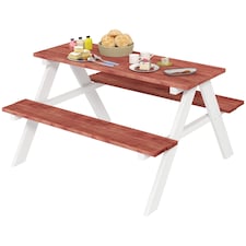 Outsunny Kids Picnic Table, Wooden Table and Bench Set for 3-8 Years, Brown