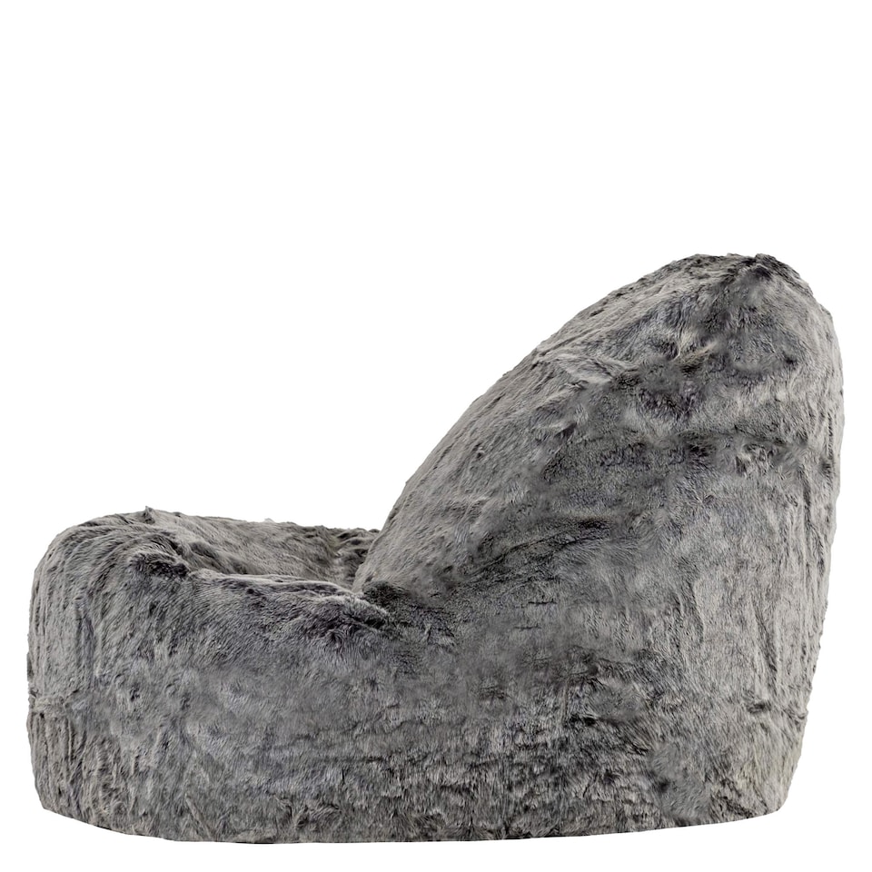 image 1 of icon Kenai Faux Fur Bean Bag Lounger Arctic Wolf Grey Giant Bean Bag Chair