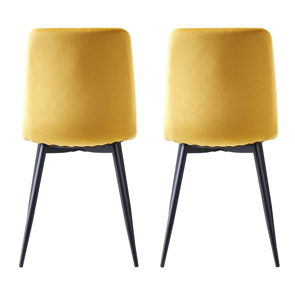 image 1 of MCC Direct Set of 2 Lexi Velvet Fabric Dining Chairs with Metal Legs Yellow