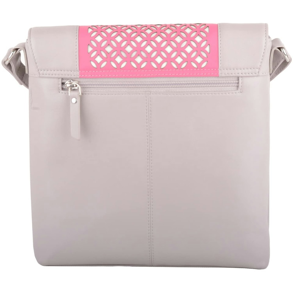 image 1 of Leather Magnetic Fastening Adjustable Strap Cross Body Shoulder Bag White | Ivory