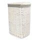 image 2 of Large Corner White Wash Laundry Hamper with Grey Sage Lining Grey | Grey