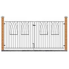 Abbey Modern Double Driveway Gate - Solid Steel - Fits Gap of 3095 mm x 812 mm High - Electro Galvanised/Black Powder Coated | Black | 1