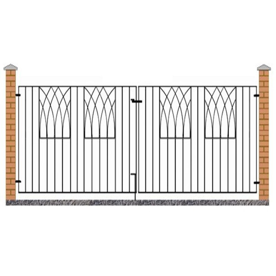 Abbey Modern Double Driveway Gate - Solid Steel - Fits Gap of 3095 mm x 812 mm High - Electro Galvanised/Black Powder Coated | Black | 1