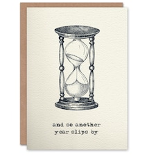 Retro Hourglass Drawing Another Year Slips By Birthday Card