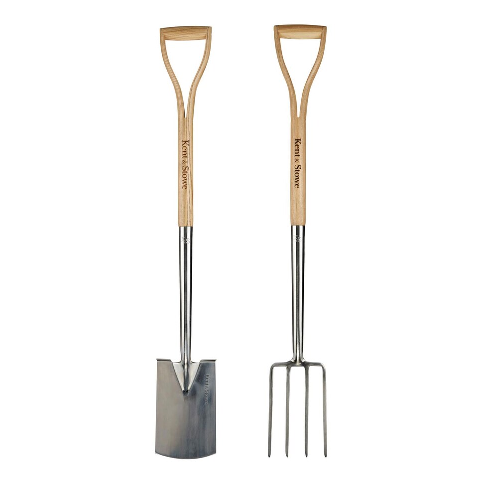 image 1 of Kent & Stowe Garden Life Digging Spade and Fork Duo | Brown | 1 x Fork, 1 x Spade | 2