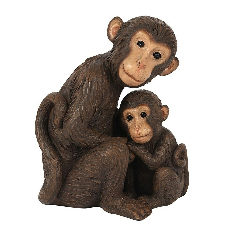 image 1 of Something Different Monkey Mother And Baby Ornament - Brown - One Size