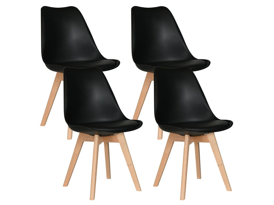 image 1 of MOF Set of 4 Dining Chairs Wooden Legs Soft Cushion Pad Stylish DELUXE Retro Lounge Dining Office | Blue