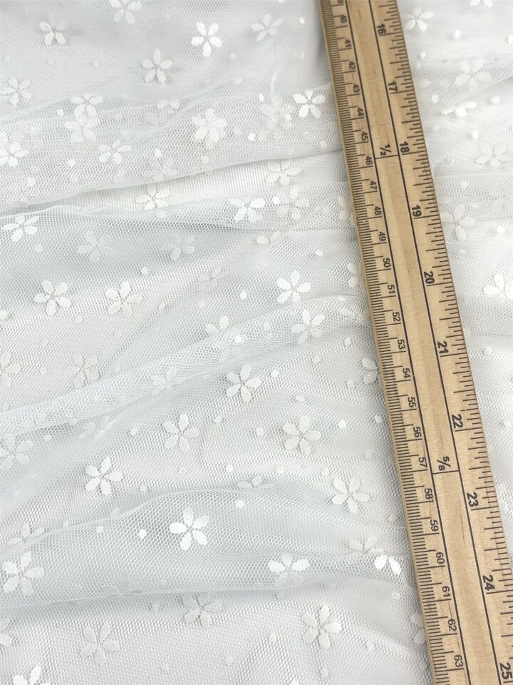 Minerva Core Range Cream Petal Glitter Tulle Net Fabric for Bridal, Dressmaking, 135cm / 53" Wide - per metre