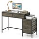 image 1 of COSTWAY Computer Desk with 5 Drawers and Side File Cabinet Grey Grey