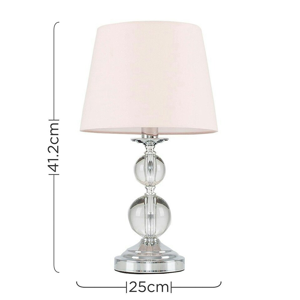image 1 of ValueLights Gatto Dimmable Polished Silver Table Lamp with Small Pink Tapered Shade and E14 Candle LED 5W Warm White 3000K Bulb