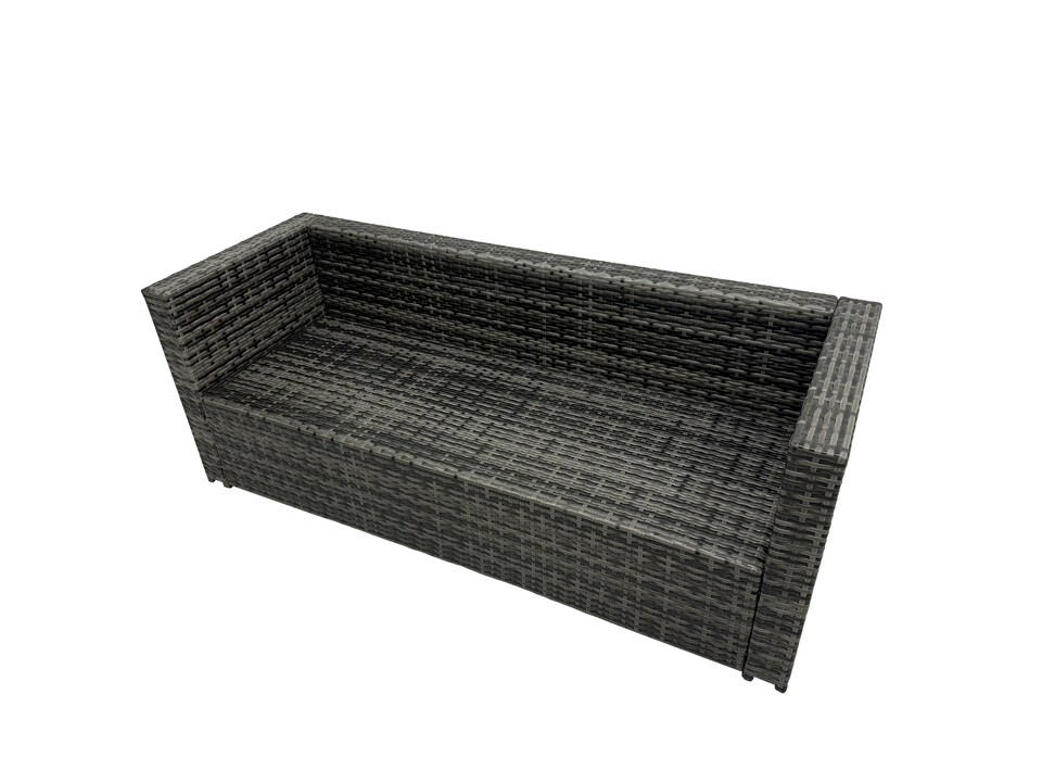 image 1 of Fimous 10-seater Outdoor PE Rattan Sofa Set with Dining Table Patio Garden Furniture Sets with 2 Chair 2 Big Stools Dark Grey Mixed