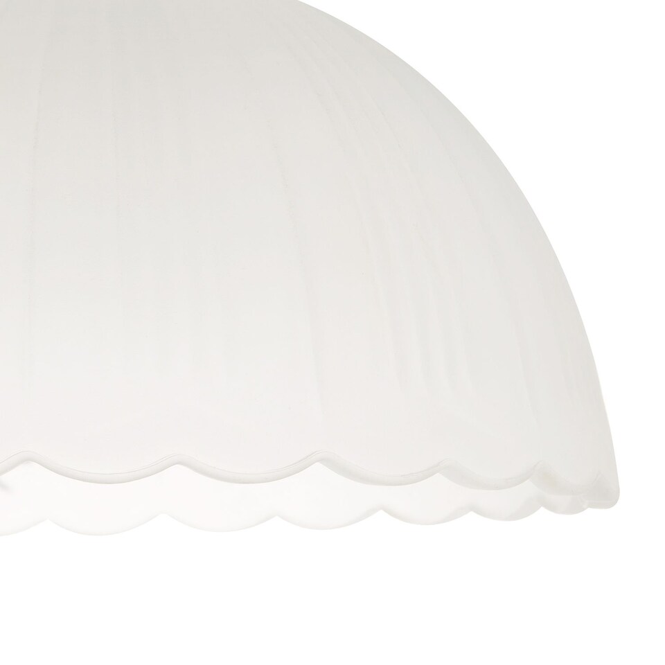 image 1 of Classic Frosted White Pendant Shade with Fluted Edge and Etched Lines | White | White | 1