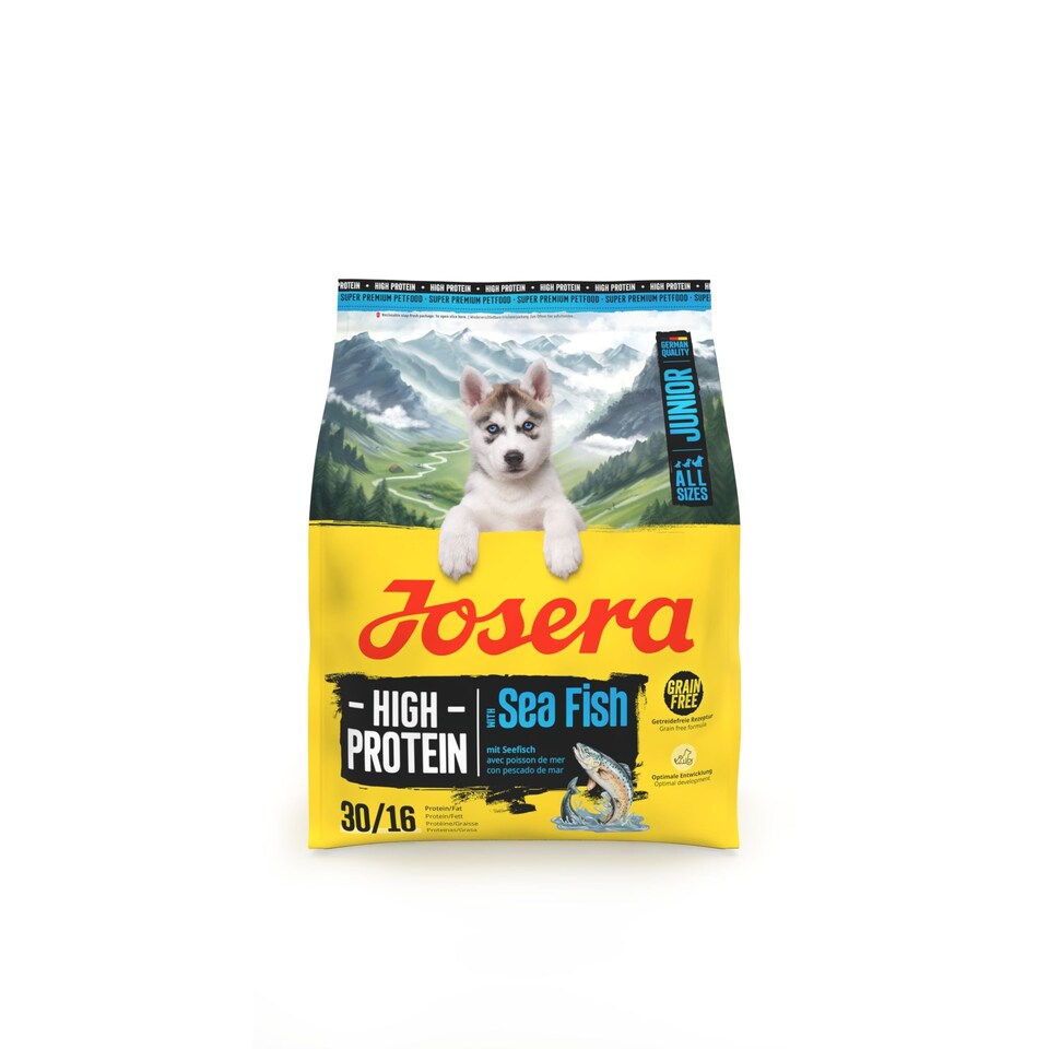 image 1 of Josera High Protein Junior Sea Fish complete dry food | For active puppies & young dogs | All breeds | Grain-free | Lots of Salmon & Lamb | 0.9kg