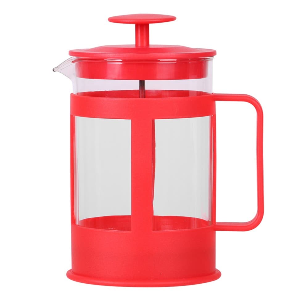 image 1 of Cafetiere Filter Coffee Tea Pot Press Brewer Maker Glass Plunger Home Kit 800ml | Red | Red