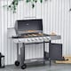 image 2 of Outsunny 6+1 Burner Gas BBQ Grill Garden Barbecue with Wheels, Cabinet Grey