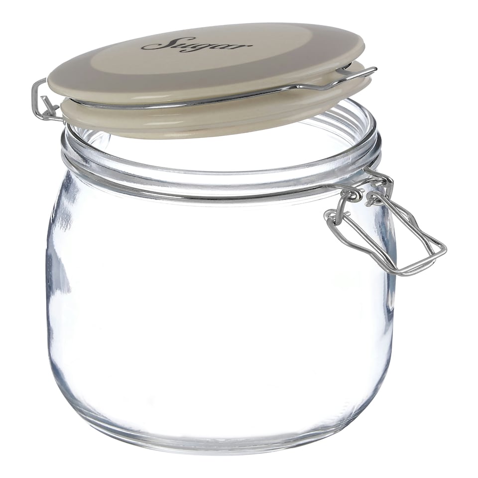 image 1 of Interiors By Premier Stylish Sugar Storage Jar, Durable Glass Jar With Lid For Kitchen Counter, Versatile Airtight Storage Jar