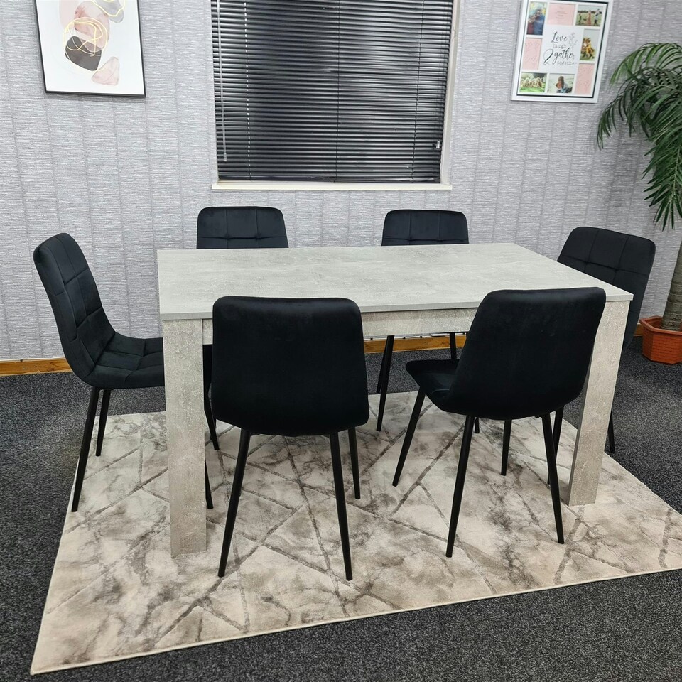 image 1 of Dining Table Set with 6 Chairs Dining Room and Kitchen table set of 6 Grey