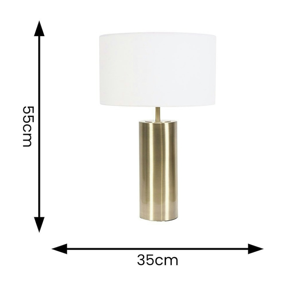image 1 of ValueLights Lexy Antique Brass Touch Table Lamp with White Drum Shade
