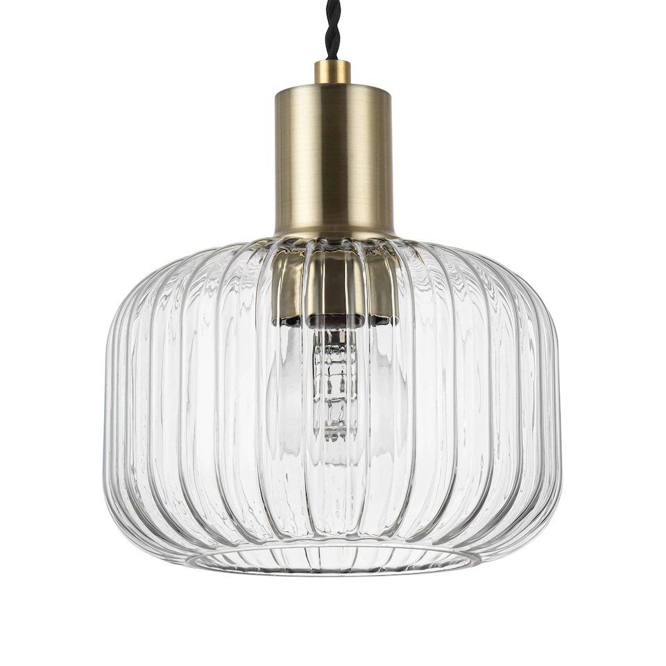 image 1 of COSYLYTE Clayton 3 Light Modern Ribbed Glass Bar Pendant Light - Brushed Brass Bronze | Brushed Brass