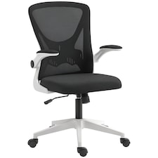 Vinsetto Ergonomic Mesh Office Chair with Flip-up Armrests, Height Adjustable Computer Chair with Swivel Wheels, Black and White