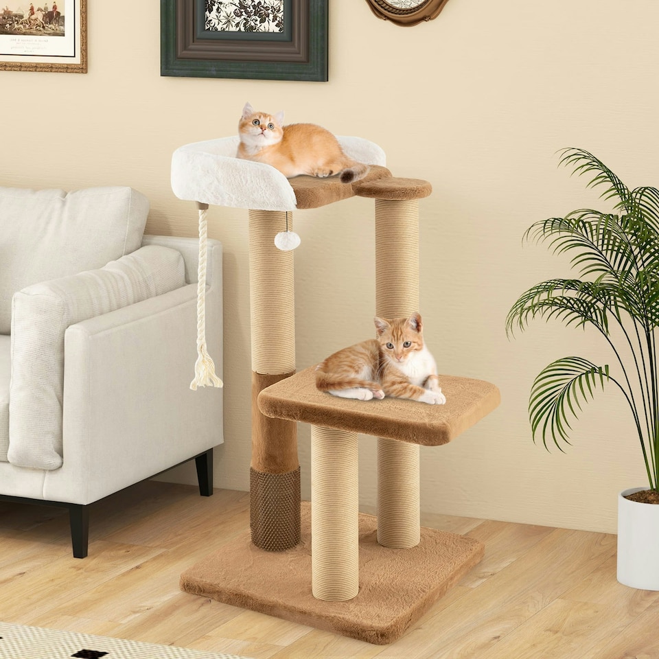 image 1 of COSTWAY Cat Tree 112cm Modern Kitty Tower w/Padded Perch
