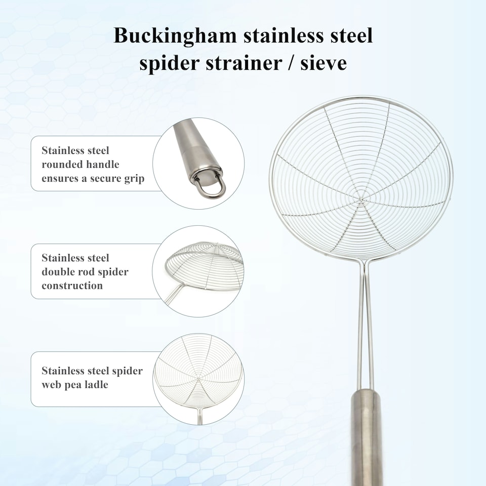 image 1 of Buckingham Stainless Steel Spider Strainer with Cook's Handle 14 cm
