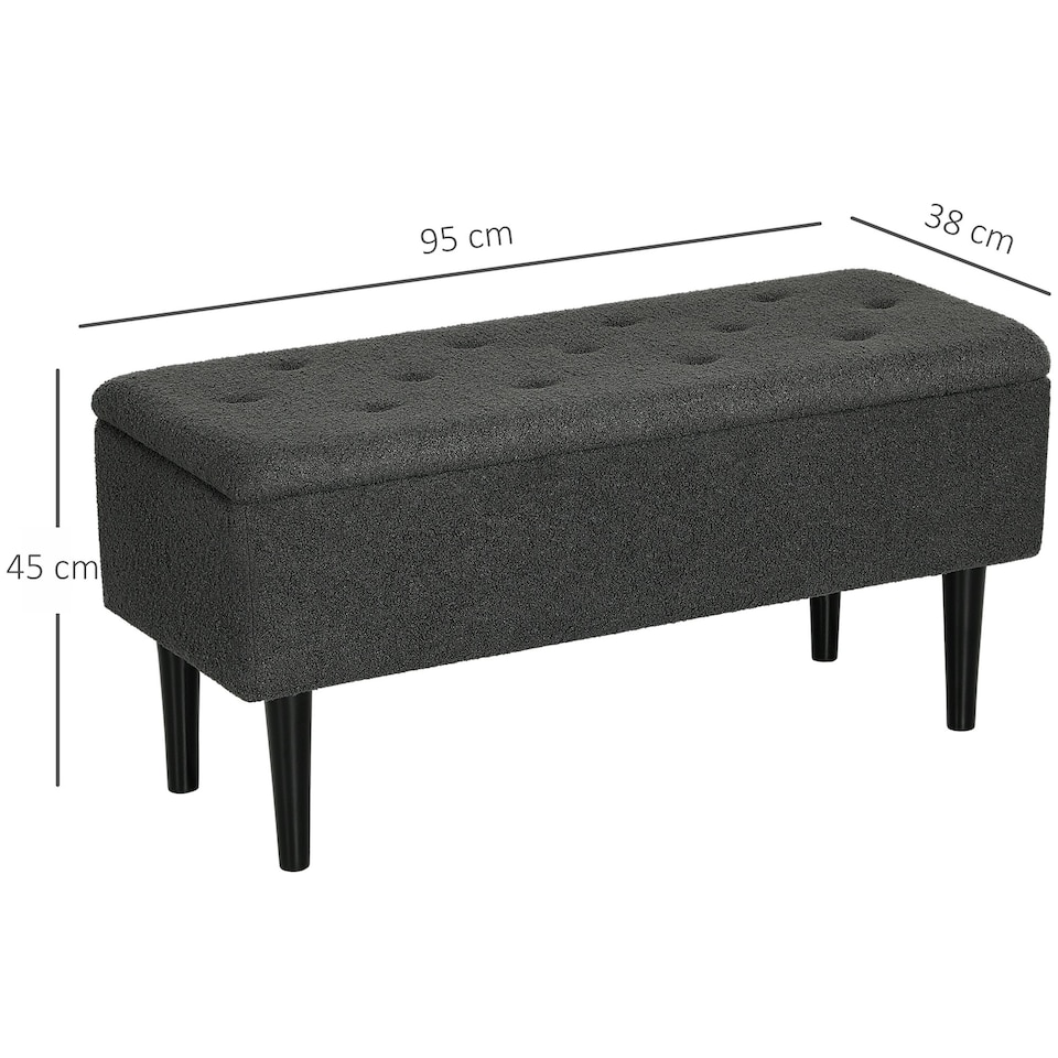 image 1 of HOMCOM 15" Ottoman Storage Box with 57L Storage Capacity, Dark Grey | Grey