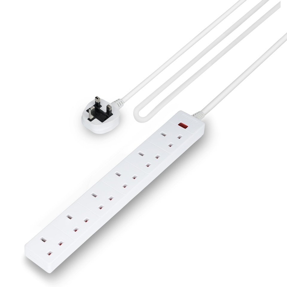 image 1 of GEEPAS 6 Gang Extension Lead With Neon Light 3m Cable