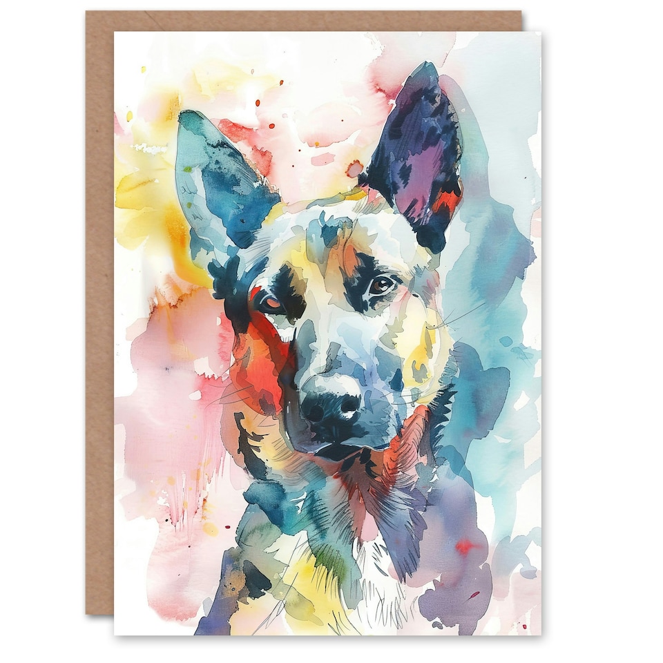 image 1 of Alsatian German Shepherd Dog Lover Watercolour Him Her Birthday Card