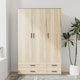 image 4 of 3 Door 4 Drawer Wardrobe With Hanging Rail And Storage Shelf | Grey | Grey Carcass & Oak Door | 1