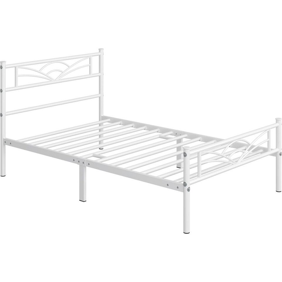 image 1 of Yaheetech Metal Platform Bed Frame with Cloud-inspired Design Headboard White, 3ft Single