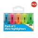 image 2 of Tiger Stationery Mini Highlighter (Pack of 5) - Multicoloured - One Size