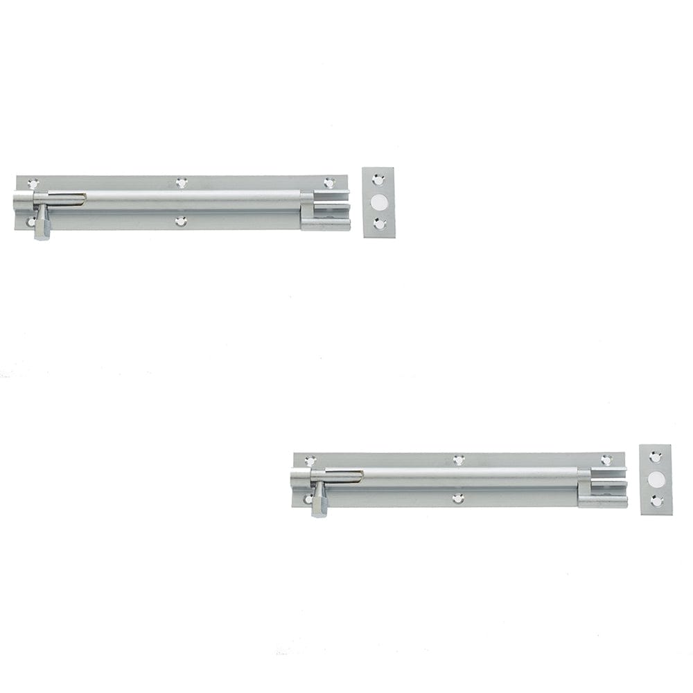 2 PACK High-Quality Satin Chrome Brass Necked Barrel Bolts 100x25mm for Enhanced Security - Door Bolt