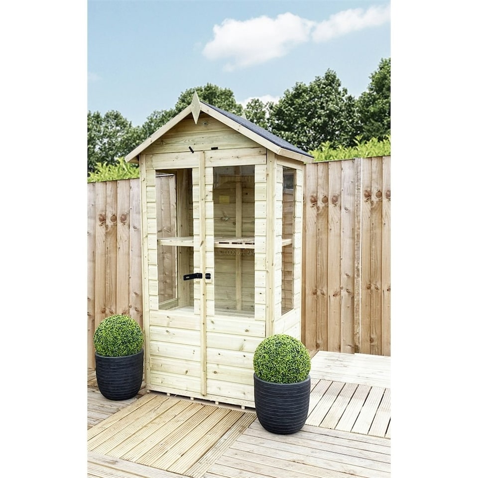 image 1 of 7 X 2 Pressure Treated Tongue And Groove Mini Apex Greenhouse (7' x 2' / 7ft x 2ft) (7x2)