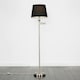 image 2 of ValueLights Sinatra Brushed Silver Floor Lamp with Medium Black Tapered Shade and LED Bulb