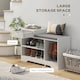 image 3 of HOMCOM Shoe Storage Bench, Shoe Rack Bench with Seating Cushion, Drawer, 3 Open Compartments and Table Top for Entryway, Hallway, White | White | White