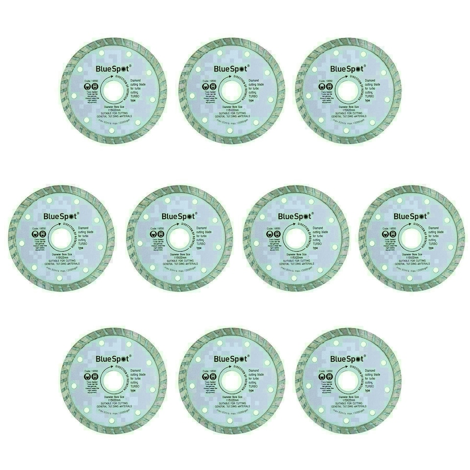 image 1 of 115mm 4.5" 1.2mm Turbo Diamond Ceramic Tile Cutting Disc for Angle Grinders 10pk