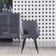 image 2 of Set of 4 Camden Modern Velvet Dining Chairs with Armrests, Quilted Design & Black Metal Legs Grey | Dark Grey