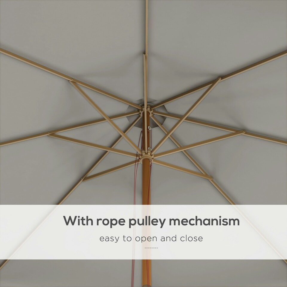 image 1 of Outsunny Garden Parasol Patio Umbrella with Ruffles Grey