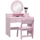 image 1 of AIYAPLAY Kids Dressing Table Set w Stool, Mirror, Drawers - Pink | Pink