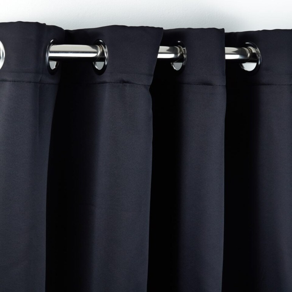 Woven Thermal Blackout Eyelet Curtains Black 168cm x 228cm | Black | Black