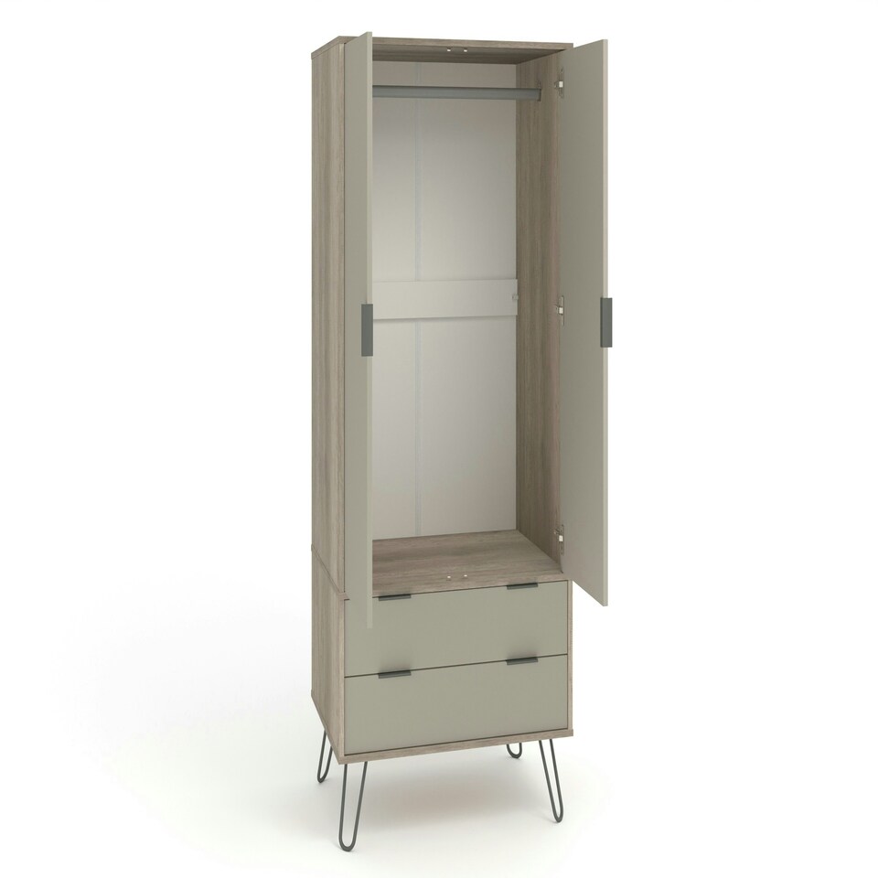 image 1 of Core Products Augusta Driftwood 2 Door, 2 Drawer Wardrobe H176.0cm x W76.5cm x D53.0cm Cream