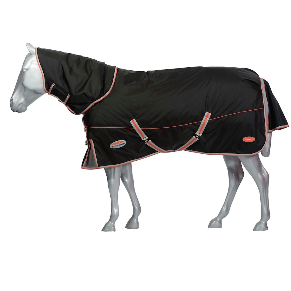 image 1 of Weatherbeeta Comfitec Premier Therapy Tec Detachable Neck Horse Turnout Rug - Black/Silver/Red - 5´ 6"