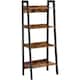 image 1 of 4-Tier Slim Ladder Shelf Vertical Bookcase Storage Unit for Home Office, Rustic Brown and Ink Black