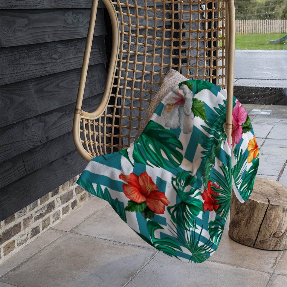image 1 of Tropical Leaves & Geometrics Blanket | Multi